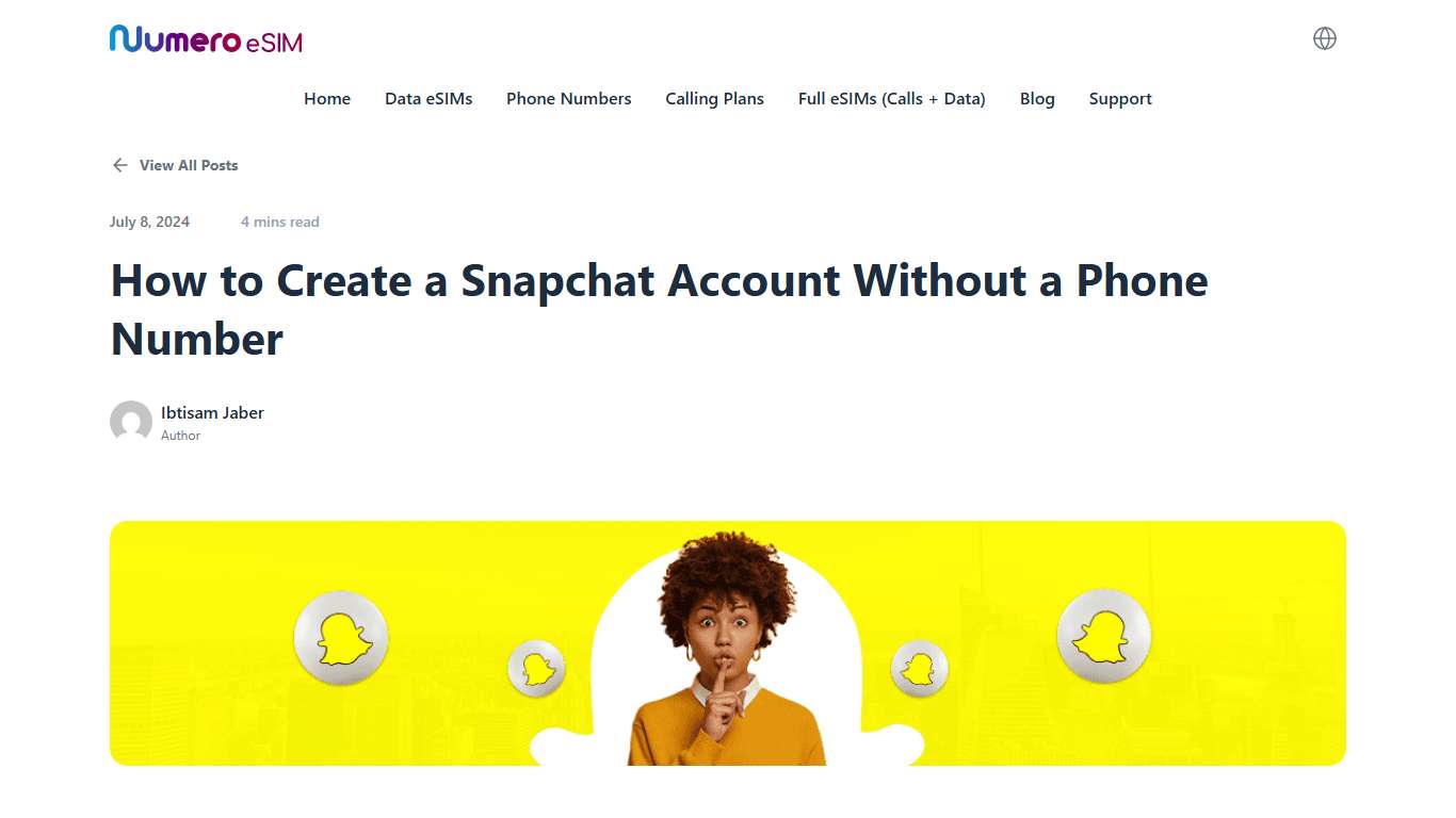 How to Create a Snapchat Account Without a Phone Number - Numero eSIM App